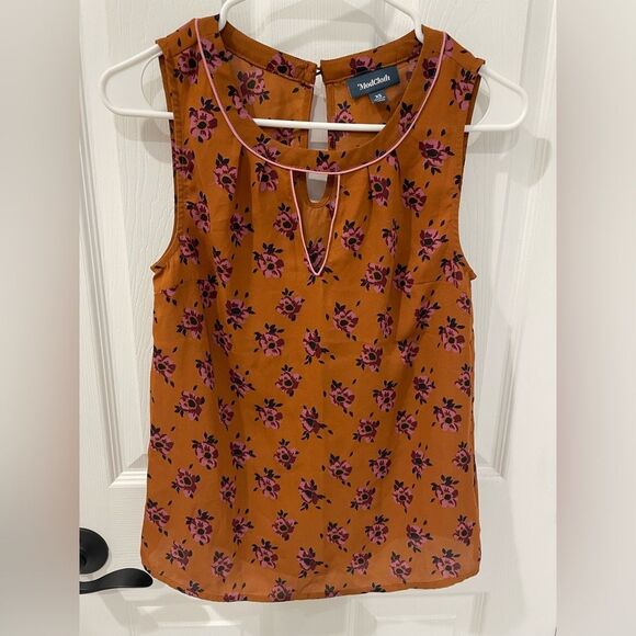 ModCloth Orange Pink Floral Keyhole Neck Tank Top Women’s Size XS - Picture 1 of 8